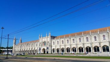 Monastery of Jerónimos. A monastery of the Order of Saint Jerome near the Tagus river in the parish of Belém which stretches on and on, so that a panorama cannot do it justice even.